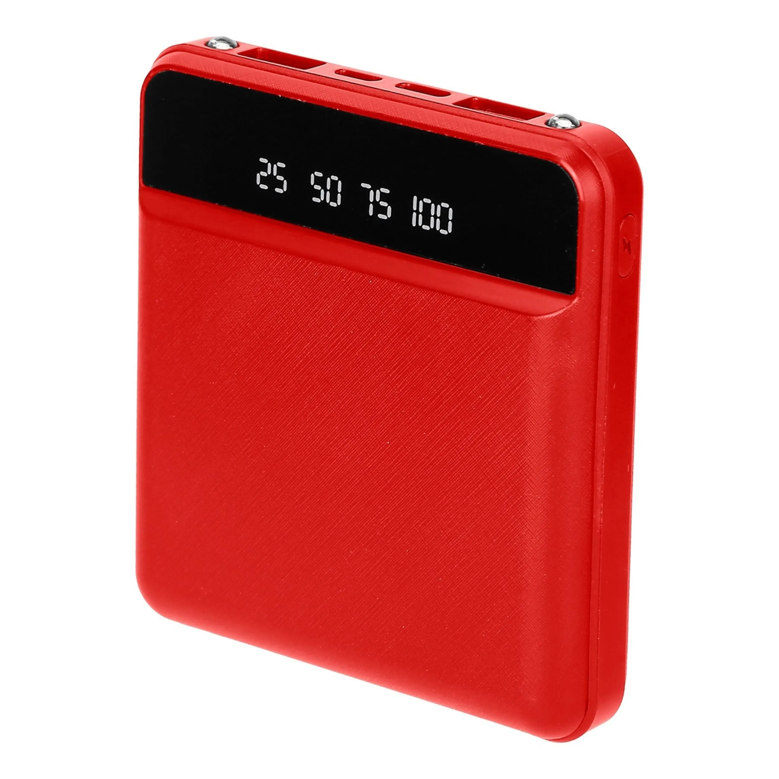 10K mAh Mini Power Bank, 2 USB Ports, LCD Display, Type C & Micro USB Input.