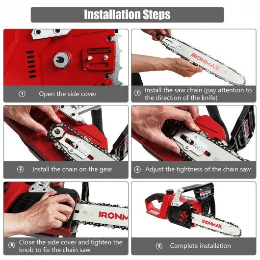 12-Inch 40V Cordless Chainsaw with Lithium-Ion Battery