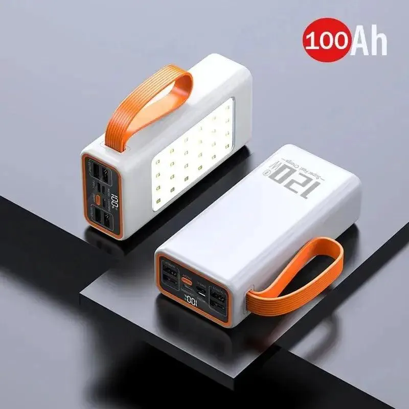 120W High-Capacity Portable Charger with LED Light and Multi-Device Support