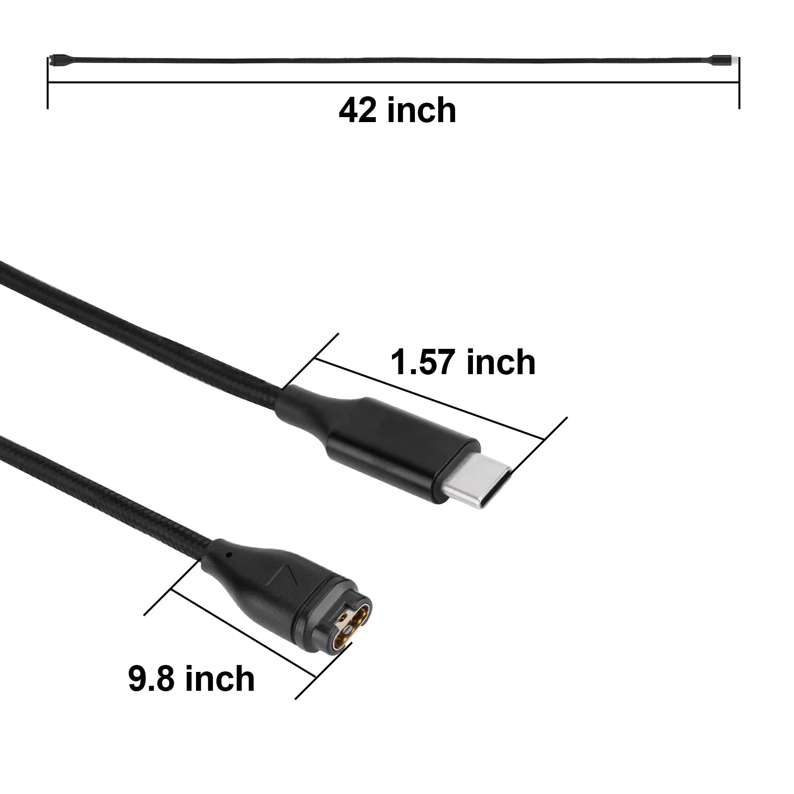 (1m) Garmin USB C Charging Nylon Charging Cable - Black