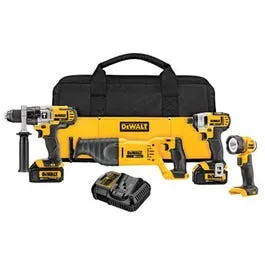 20-Volt Max Cordless 4-Tool Kit, 1/2-In. Hammer Drill   Reciprocating Saw   1/4-In. Impact Driver   Light, 2 Lithium-Ion Batteires