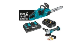 2020 Makita 18V X2 (36V) LXT® Brushless 14" Chain Saw Kit and Grinder (XCU03PTX1)