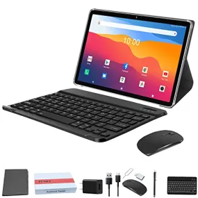 2024 Newest 2 in 1 Tablet 128GB Storage 1TB Expand 10 inch Tablets, 2.4G&5G WIFI Tablet PC, Android 12 Tablet with Keyboard, Octa Core HD Touchscreen 13MP Dual Camera GMS Tablet with Case Mouse (Gray)