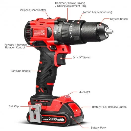 20V Cordless Brushless Hammer Drill Kit