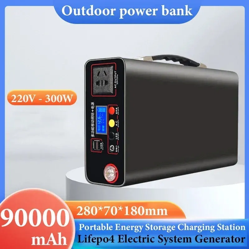 220V 300W Portable Outdoor Camping Power Bank LED Display Home Emergency Charging Backup Lifepo4 Power System Charging Generator