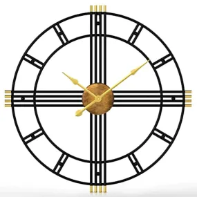 24 Inch Large Wall Clock Silent Modern Decorative Wall Clocks Black & Gold