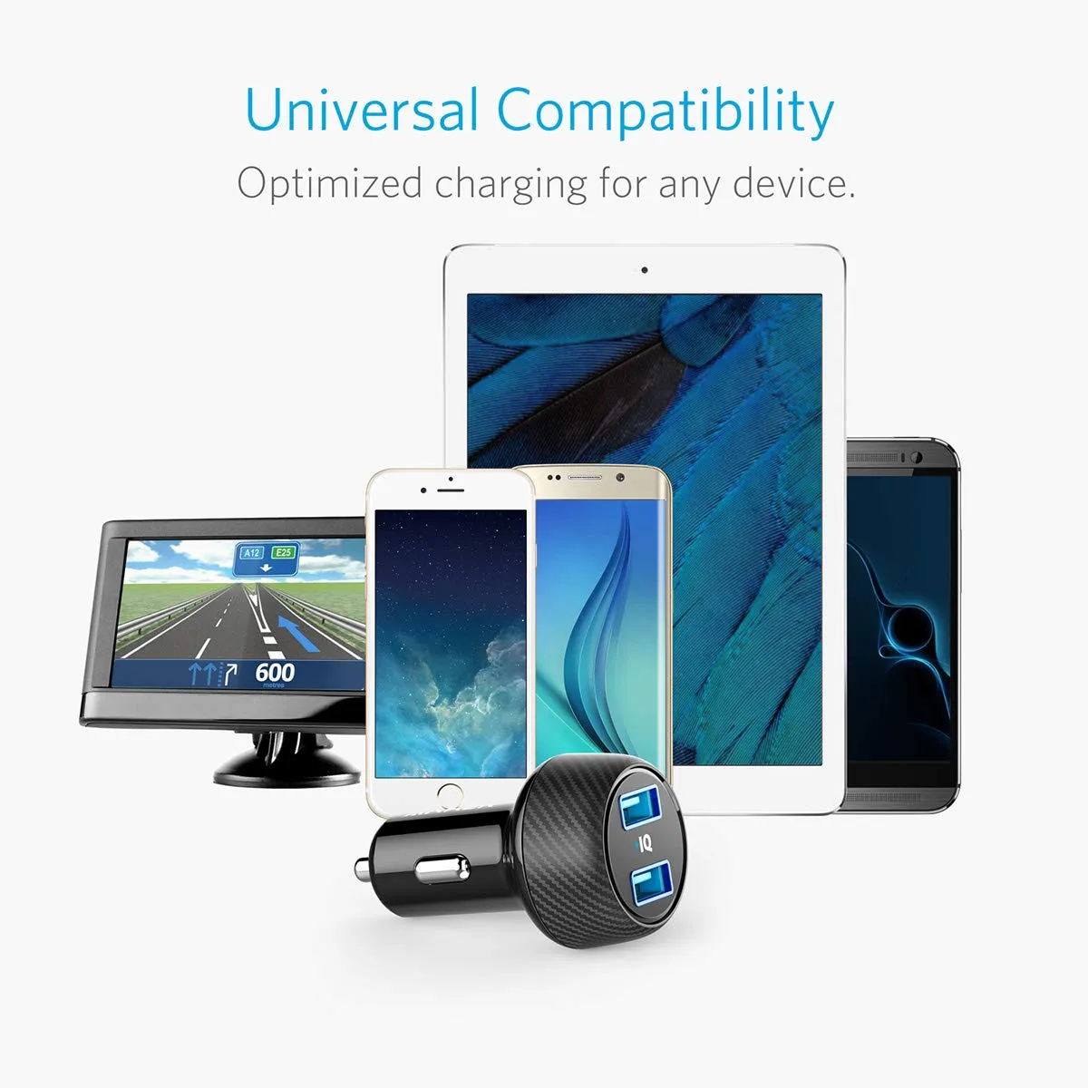 24W Car Charger 2-Port 4.8A Ultra-Compact PowerDrive 2 Elite with PowerIQ Technology for iPhone XS/Max/XR/X/8/7/6/Plus, iPad Pro/Air/Mini, Galaxy Note/S Series, LG, Nexus, HTC and More