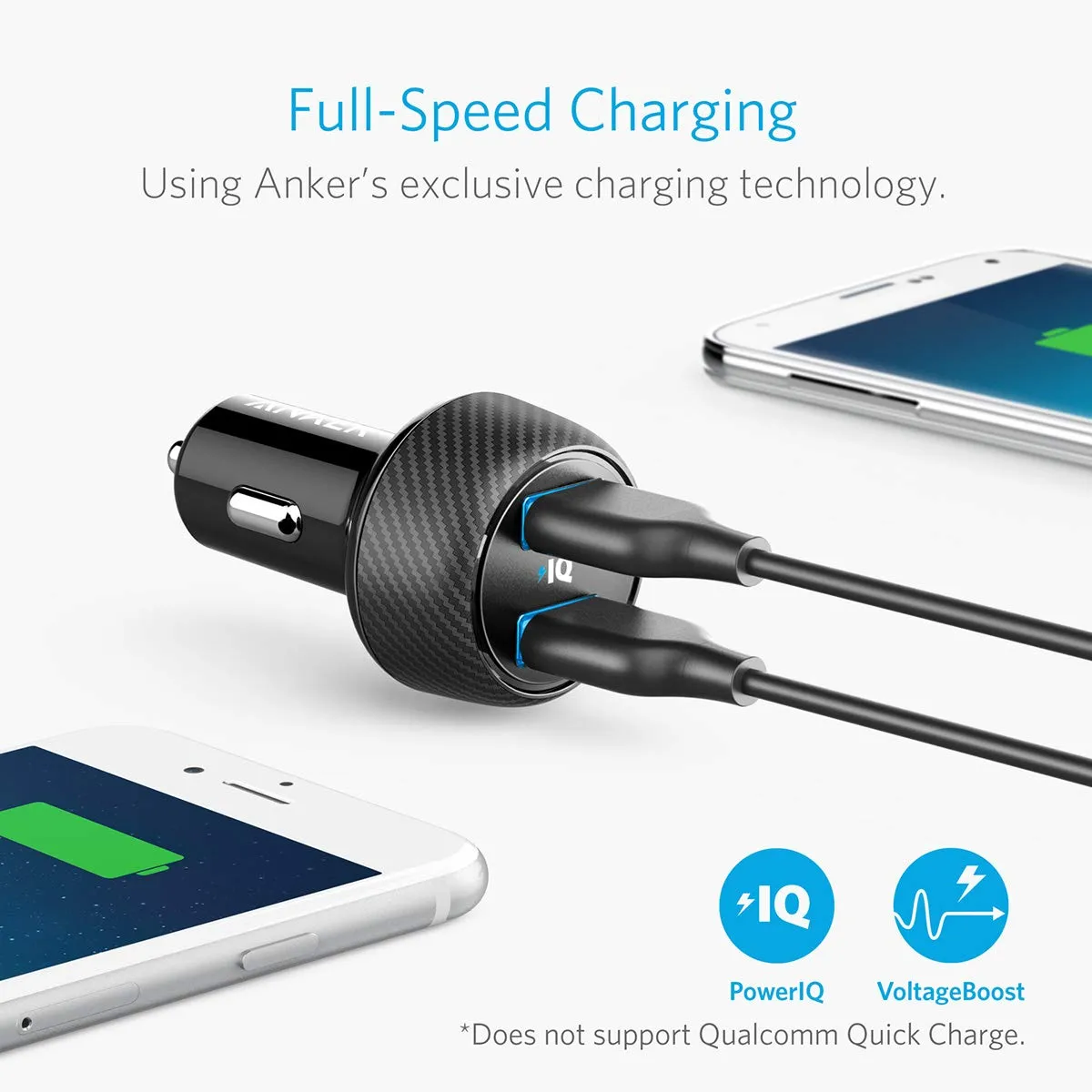 24W Car Charger 2-Port 4.8A Ultra-Compact PowerDrive 2 Elite with PowerIQ Technology for iPhone XS/Max/XR/X/8/7/6/Plus, iPad Pro/Air/Mini, Galaxy Note/S Series, LG, Nexus, HTC and More