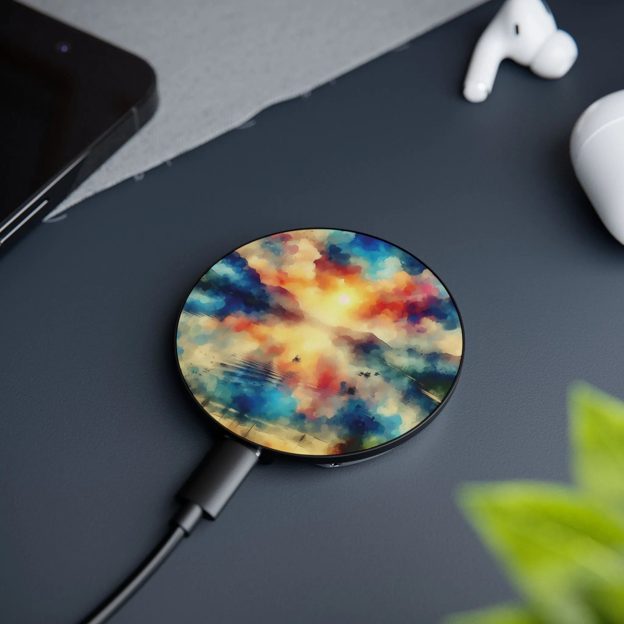 A colorful minimal sunrise Magnetic Induction Charger