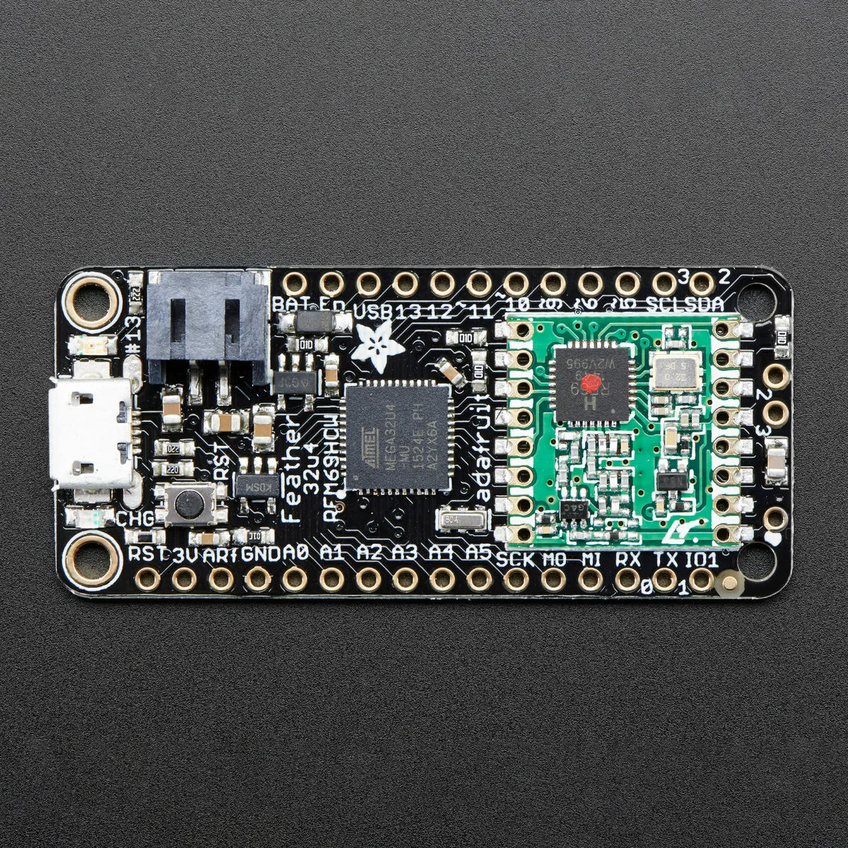 Adafruit Feather 32u4 with RFM69HCW Packet Radio - 433MHz - RadioFruit