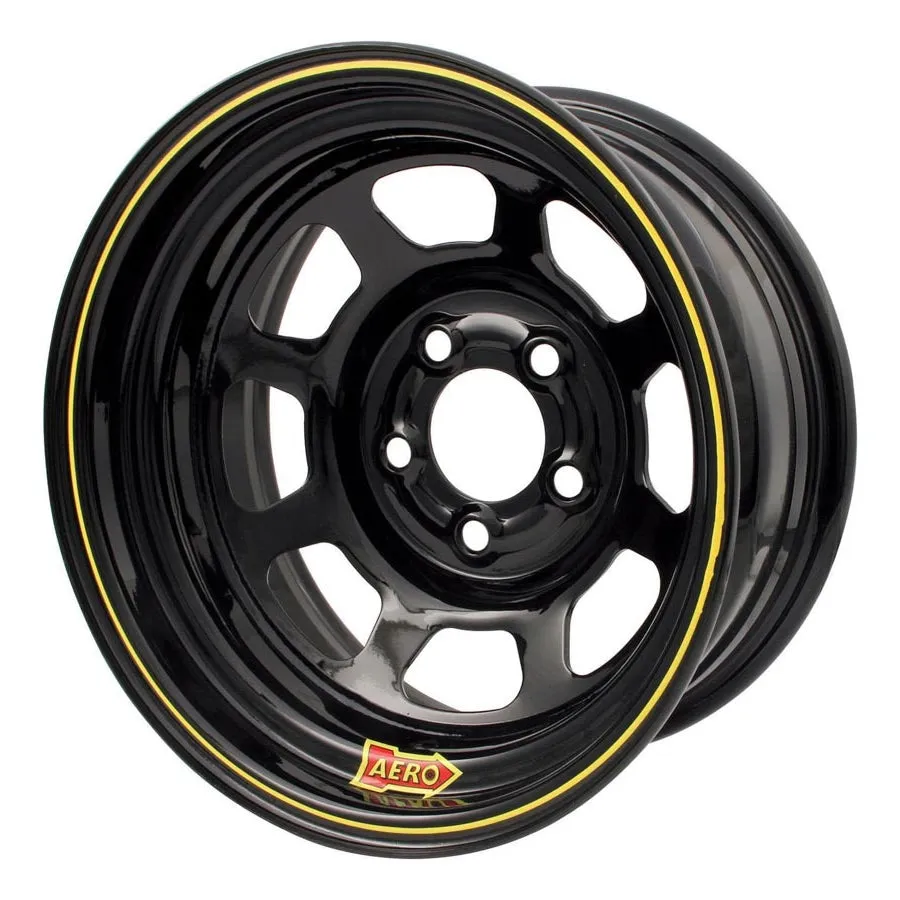 Aero 50 Series Rolled Wheel - Black - 15" x 10" - 5 x 4.75" Bolt Circle - 3" Back Spacing - 25 lbs.