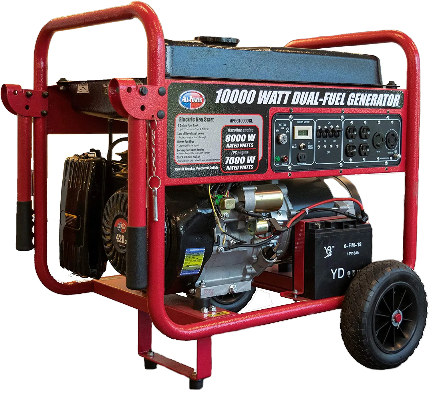 All Power America/Gentron APGG10000GL 8000W/10000W Electric Start Dual Fuel Generator New