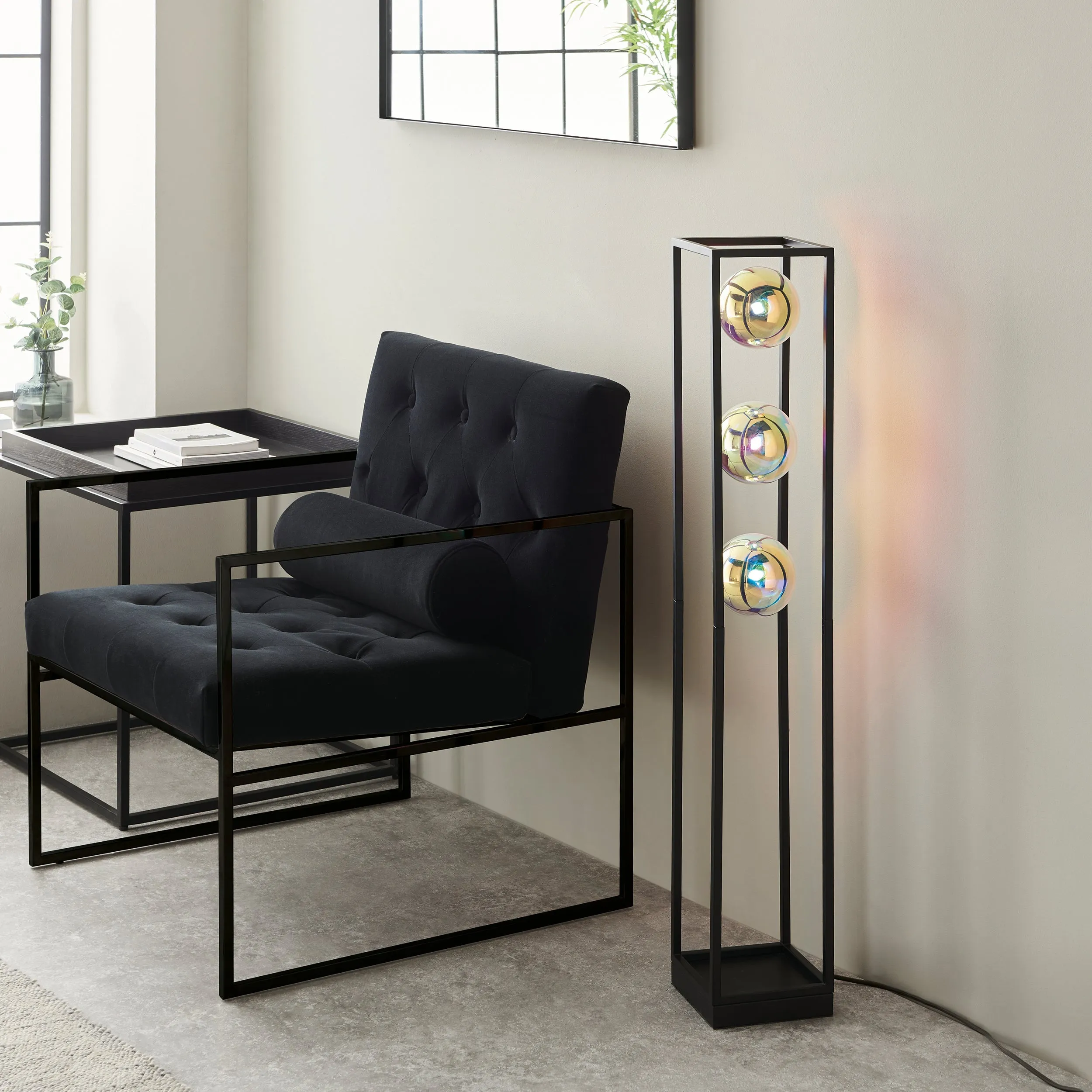 Amos Auoroa Floor Lamp with Iridescent Glass