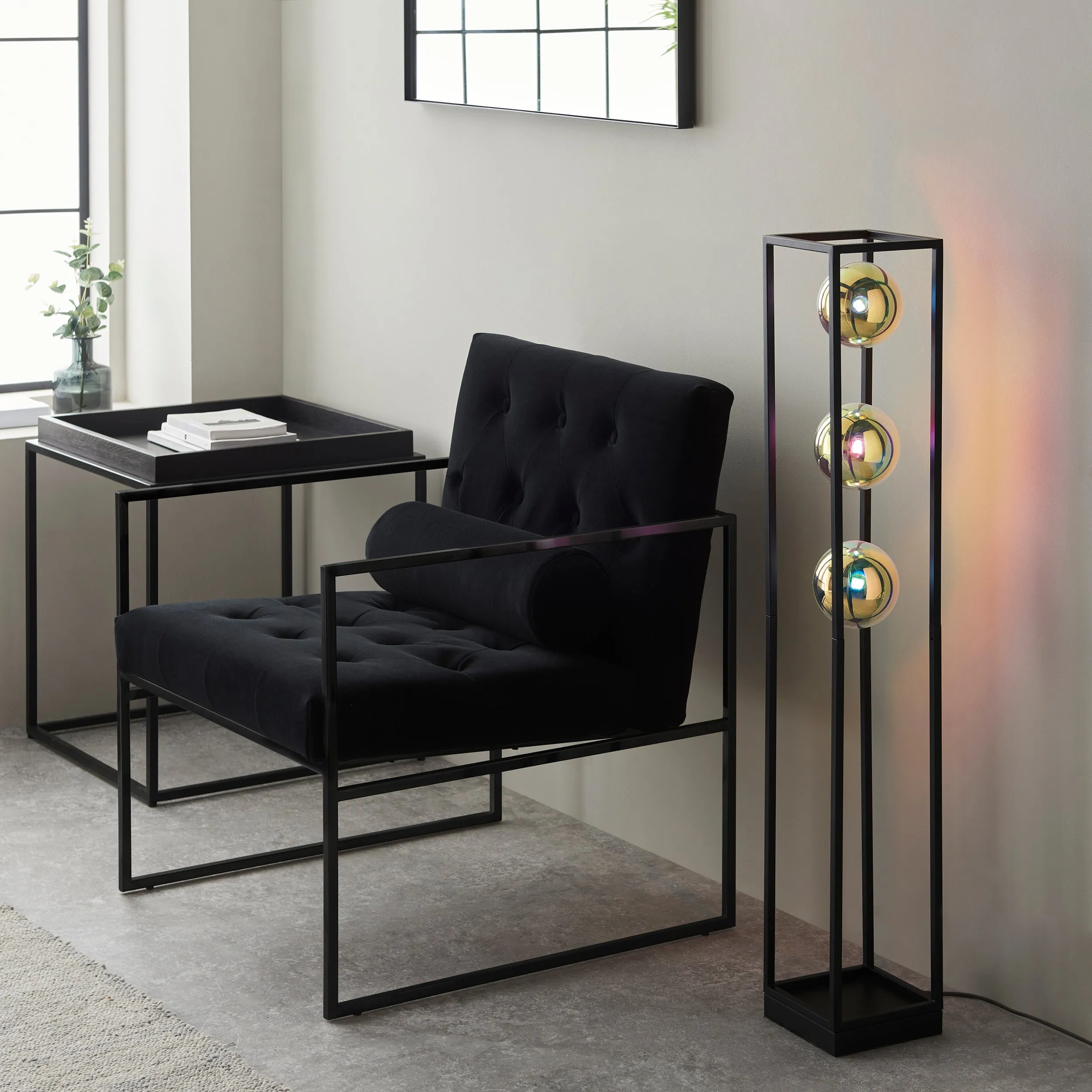 Amos Auoroa Floor Lamp with Iridescent Glass