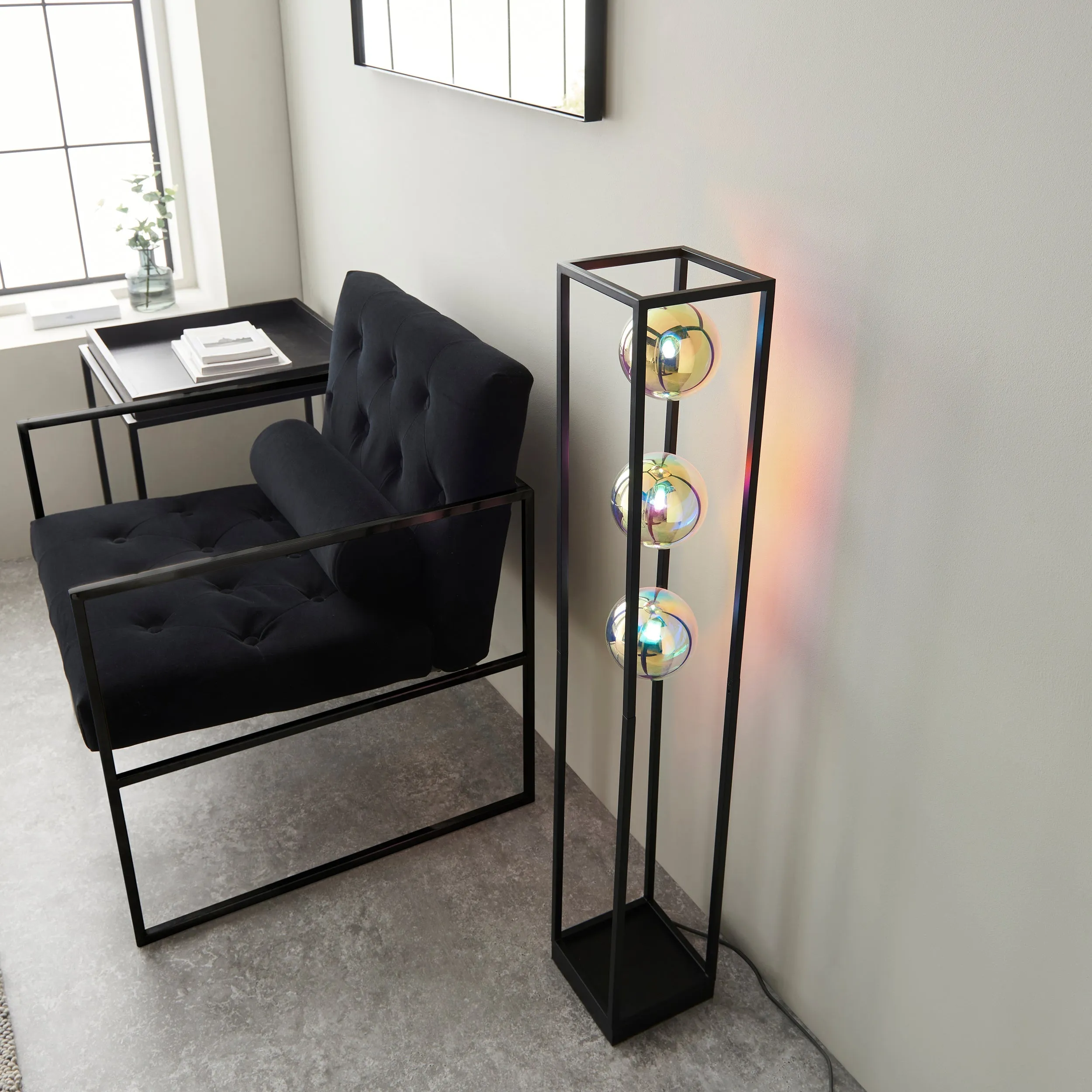 Amos Auoroa Floor Lamp with Iridescent Glass