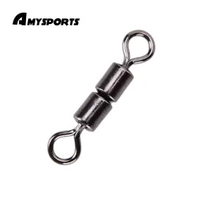 AMYSPORTS 200pcs/Pack Fishing Rolling Swivels Double Rolling (Black)