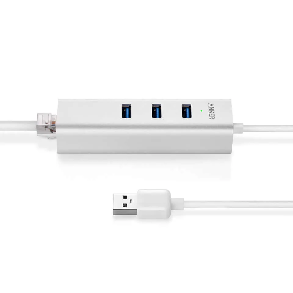 Anker Aluminum 3-Port USB 3.0 and Ethernet Hub