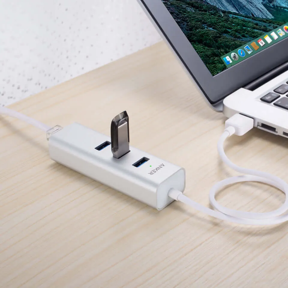 Anker Aluminum 3-Port USB 3.0 and Ethernet Hub