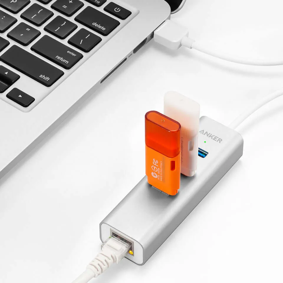 Anker Aluminum 3-Port USB 3.0 and Ethernet Hub