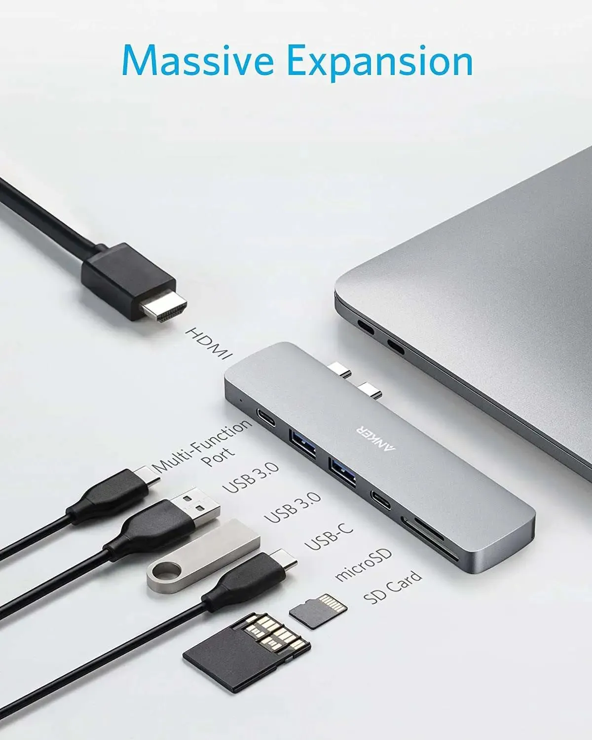 Anker PowerExpand Direct 7-in-2 USB C Hub for MacBook, with Thunderbolt 3 USB C Port (100W Power Delivery), 4K HDMI Port, USB C and USB A 3.0 Data Ports, SD and microSD Card Reader - A8371