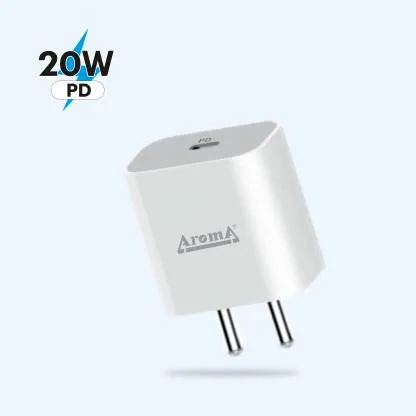 Aroma 20 W 3 A Mobile WC117AD - 20W 3Amp Fast Charging PD Adaptor Mobile Charger Charger  (White)