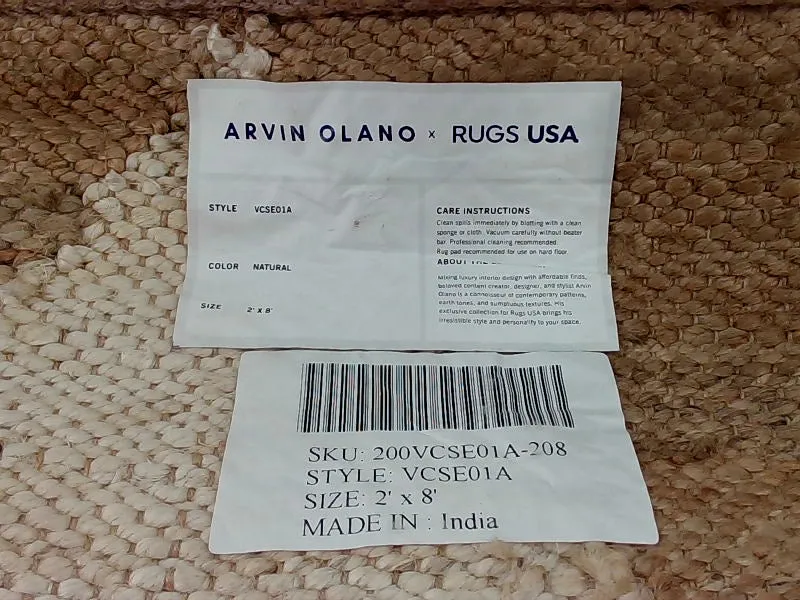 Arvin Olano Natural 2x8 Inch Handwoven Rug Home Decor