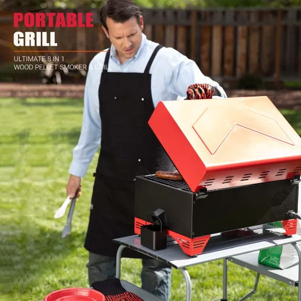 ASMOKE AS300 24" Apple Red Portable Wood Pellet Grill