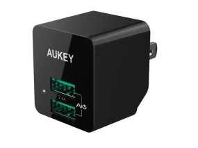 Aukey Mini Dual Port Wall Charger Black