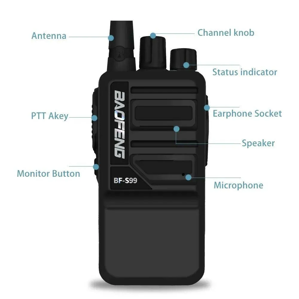 Baofeng BF-S99 Walkie Talkie 8W 4800mAh Li-on Battery Powerful  Long Range Portable Two Way Ham Radio Update BF-888S Intercom