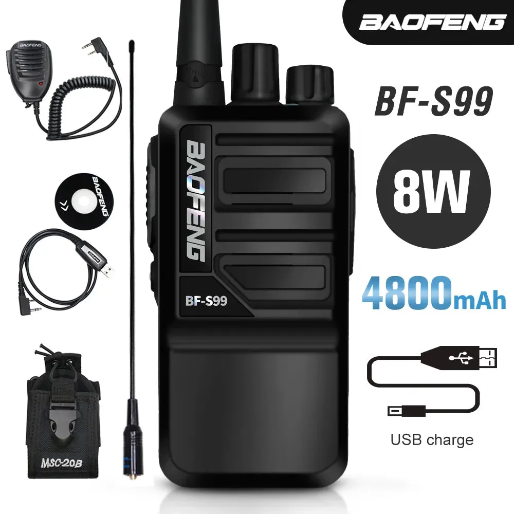 Baofeng BF-S99 Walkie Talkie 8W 4800mAh Li-on Battery Powerful  Long Range Portable Two Way Ham Radio Update BF-888S Intercom