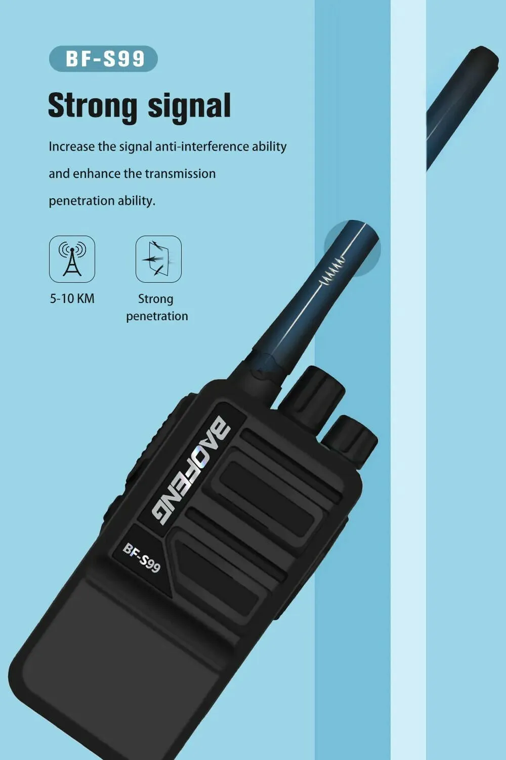 Baofeng BF-S99 Walkie Talkie 8W 4800mAh Li-on Battery Powerful  Long Range Portable Two Way Ham Radio Update BF-888S Intercom