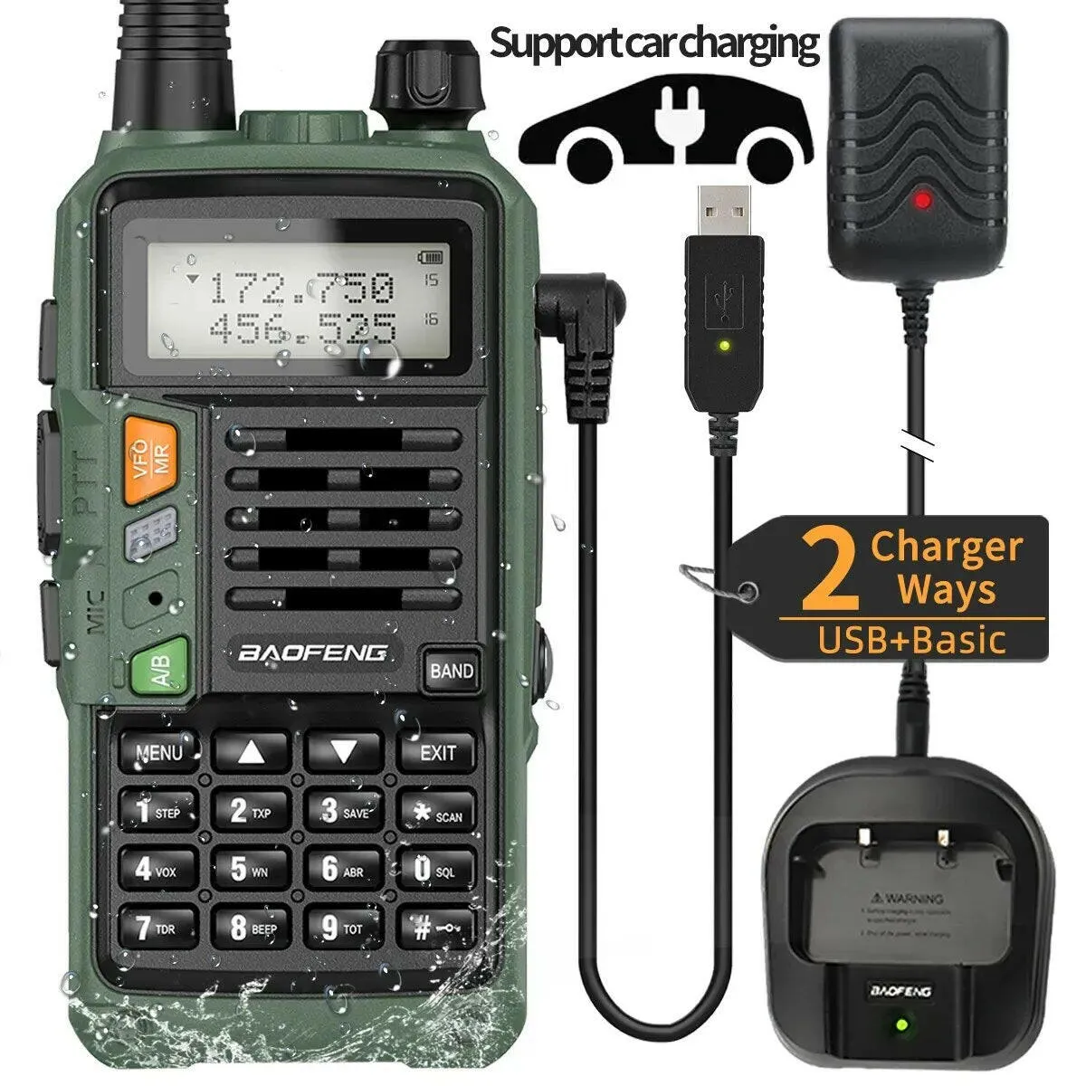 BAOFENG UV S9 Plus Powerful Handheld Transceiver with UHF VHF Dual Band 16 KM Long Range Walkie Talkie Ham UV 5R Two Way Radio