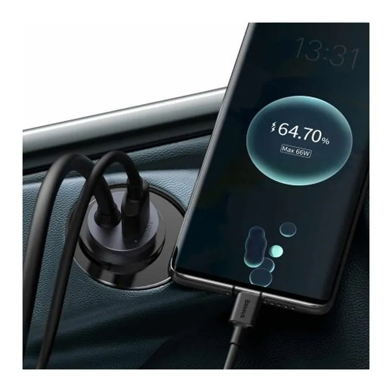 Baseus Multi-Port Fast Charging Car Charger - 120W / USB / Type-C / Grey