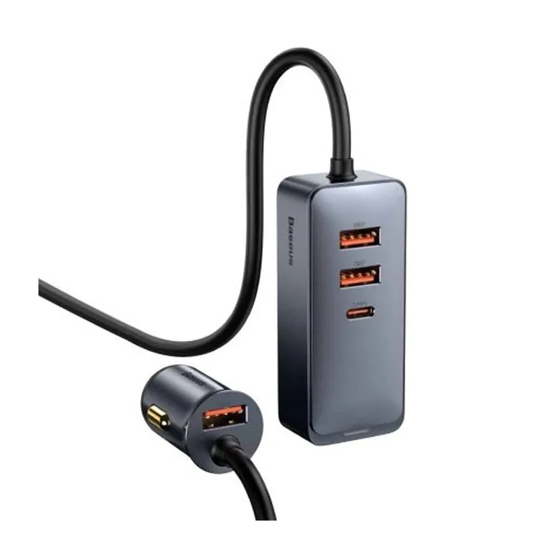 Baseus Multi-Port Fast Charging Car Charger - 120W / USB / Type-C / Grey