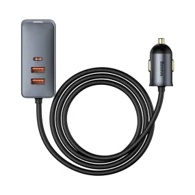 Baseus Multi-Port Fast Charging Car Charger - 120W / USB / Type-C / Grey