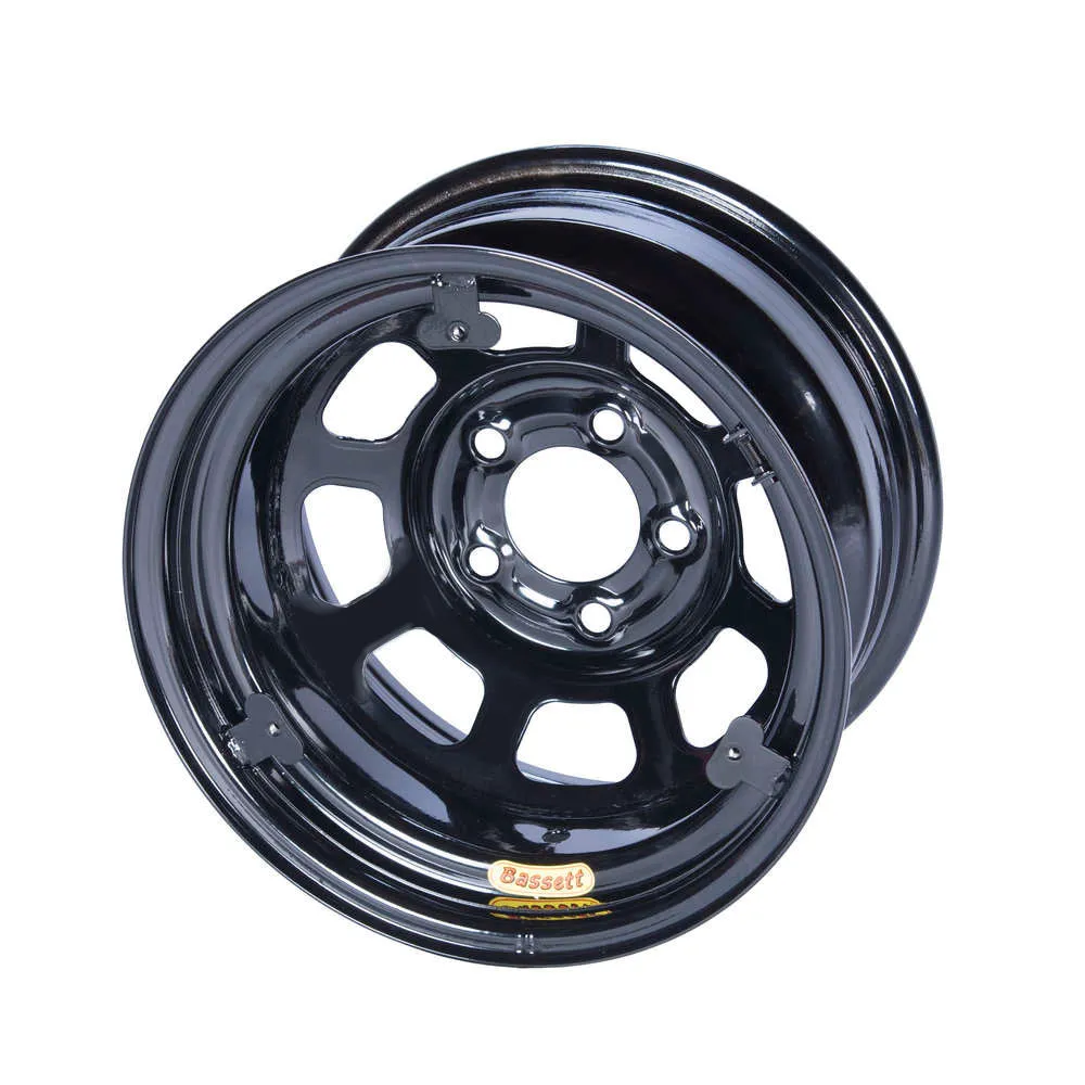 Bassett D-Hole Wheel - 15" x 8" - Black Powder Coat - 3" Backspace - 5 x 5" Bolt Pattern