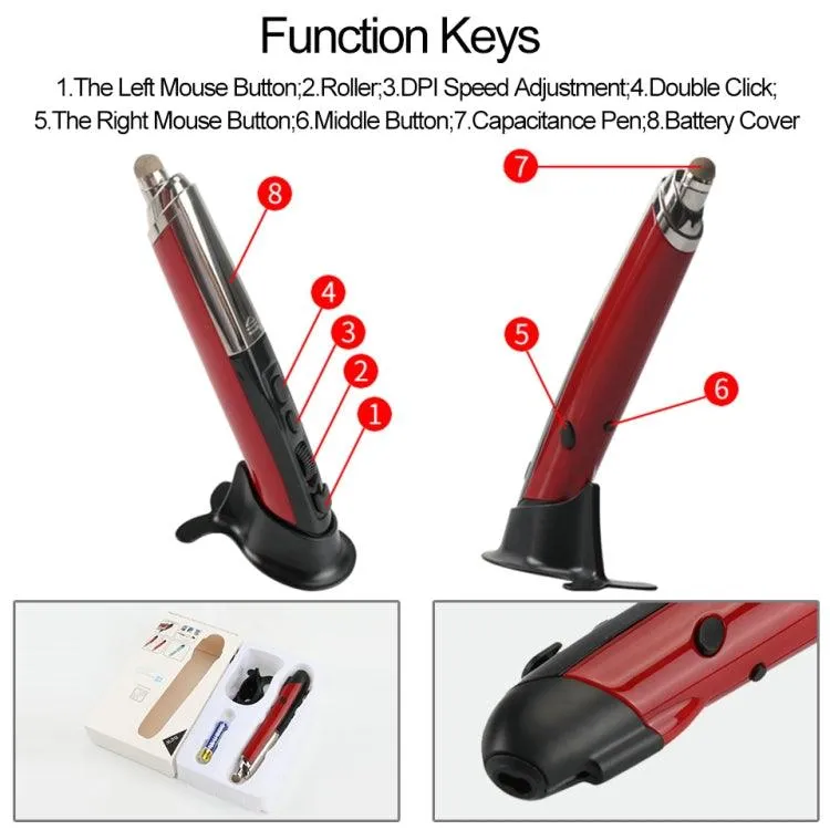 Bluetooth Capacitive Pen Mouse PR-08 - Multifunctional Wireless 4-Key Design