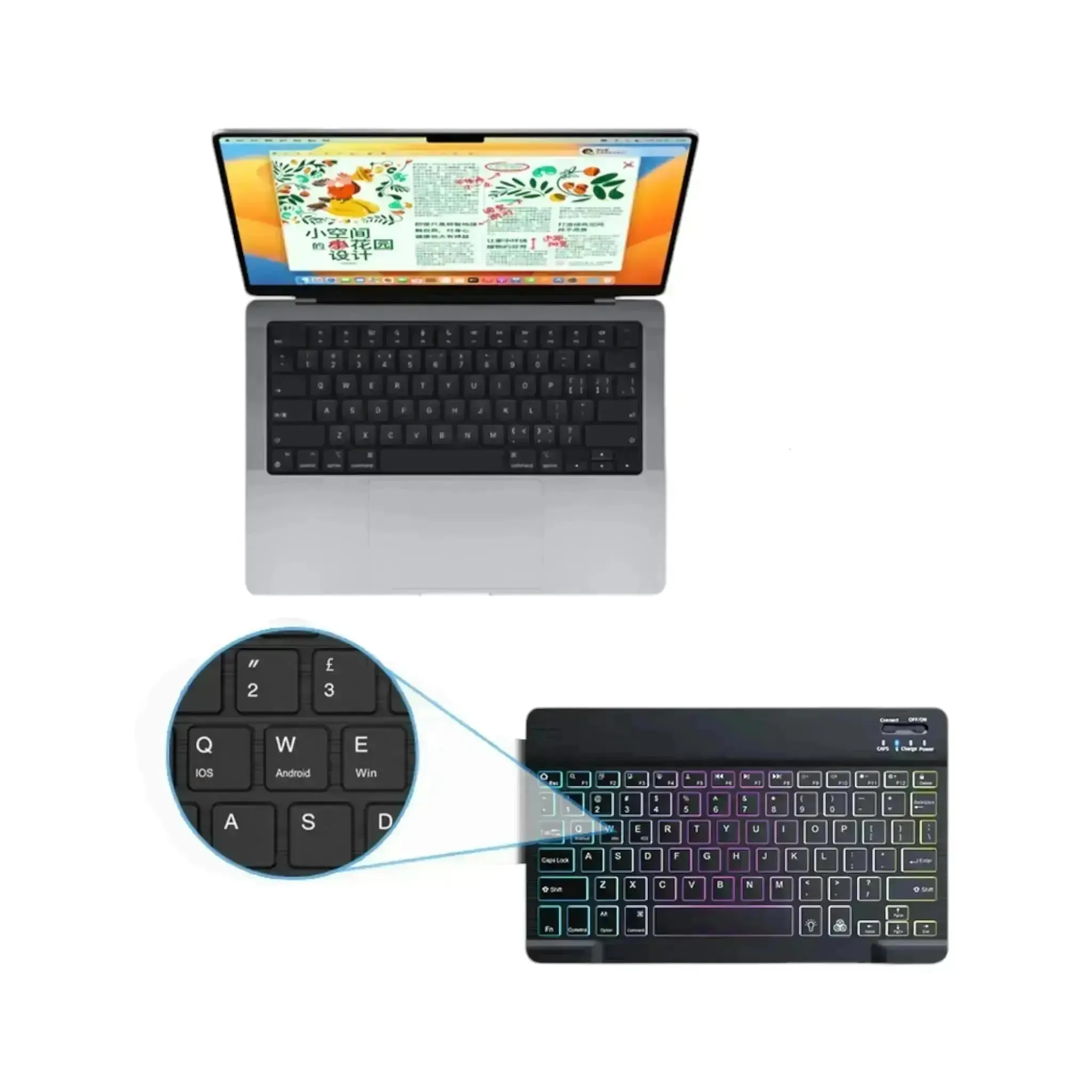 Bluetooth Keyboard Wireless Set – RGB Backlit for Android, iOS