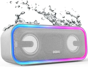 Bluetooth Speaker, Soundbox Pro  Wireless Bluetooth Speaker with 24W Impressive Sound, Booming Bass, IPX6 Waterproof, 15Hrs Playtime, Wireless Stereo Pairing, Mixed Colors Lights, 66 FT- Grey