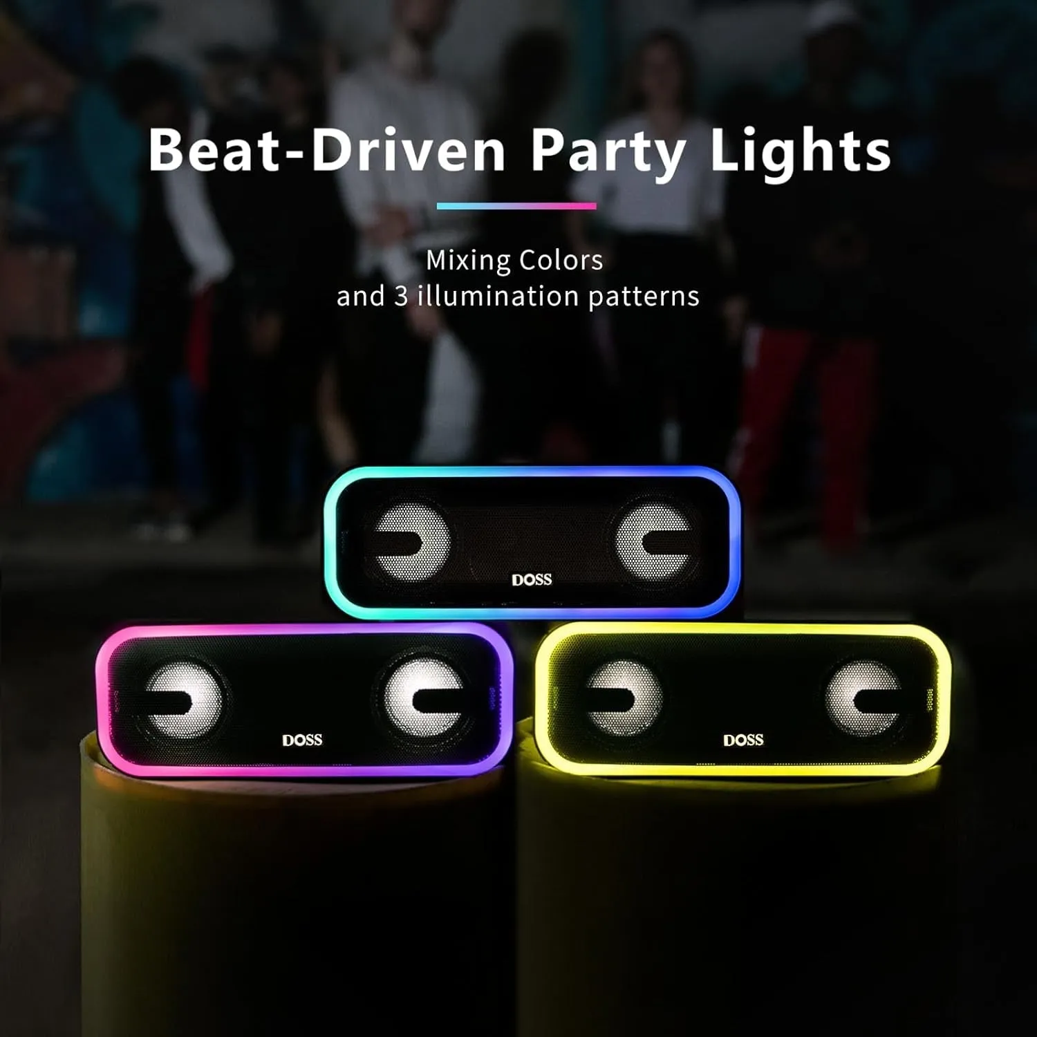 Bluetooth Speaker, Soundbox Pro  Wireless Bluetooth Speaker with 24W Impressive Sound, Booming Bass, IPX6 Waterproof, 15Hrs Playtime, Wireless Stereo Pairing, Mixed Colors Lights, 66 FT- Grey