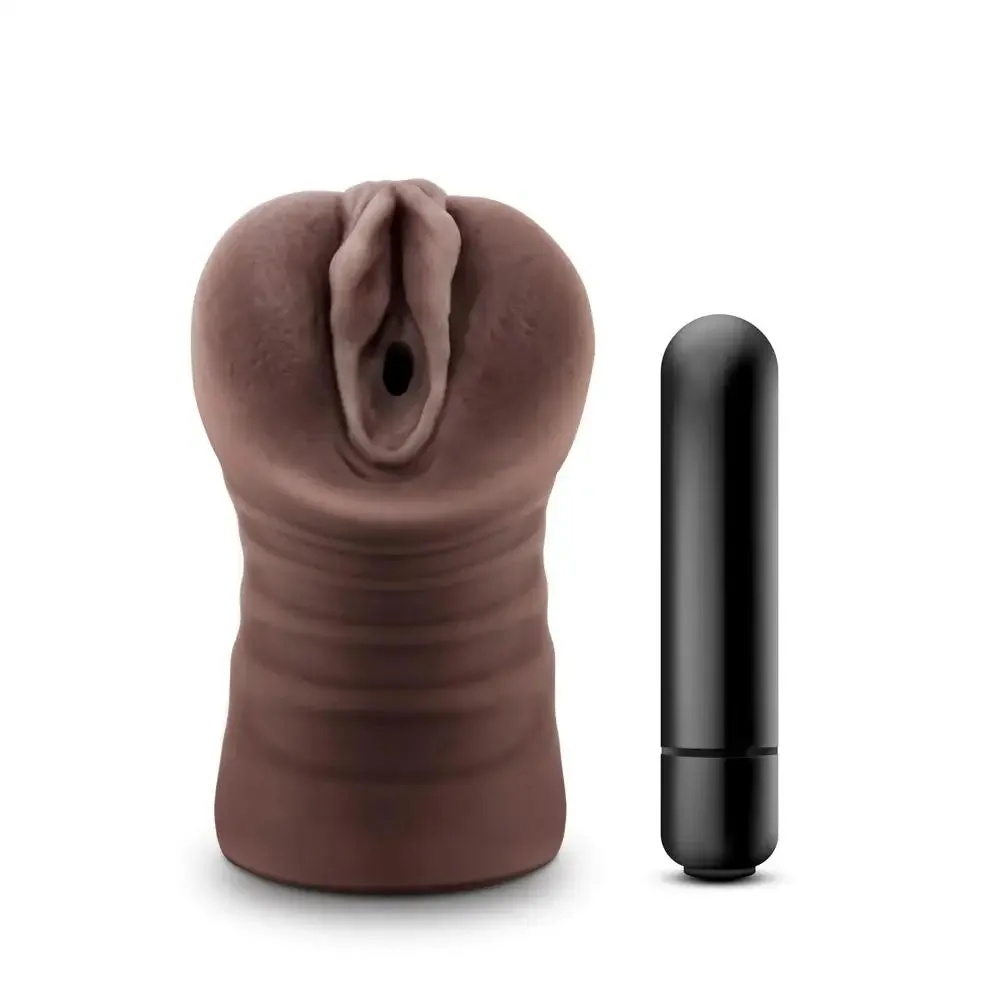 Blush Novelties Realistic Feel Brown Vagina Vibrating Masturbator