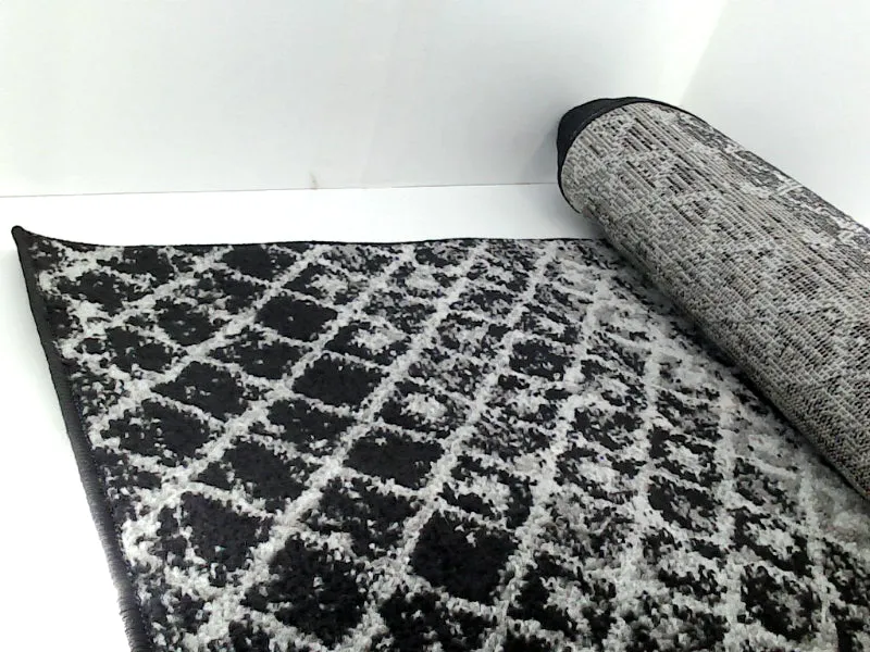 Bodrum Black and White Runner Rug 2 to 6 X 14