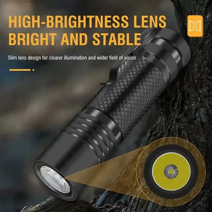 BORUiT Mini LED Flashlight Weight High Power Portable Type-C Rechargeable IPX4 Waterproof