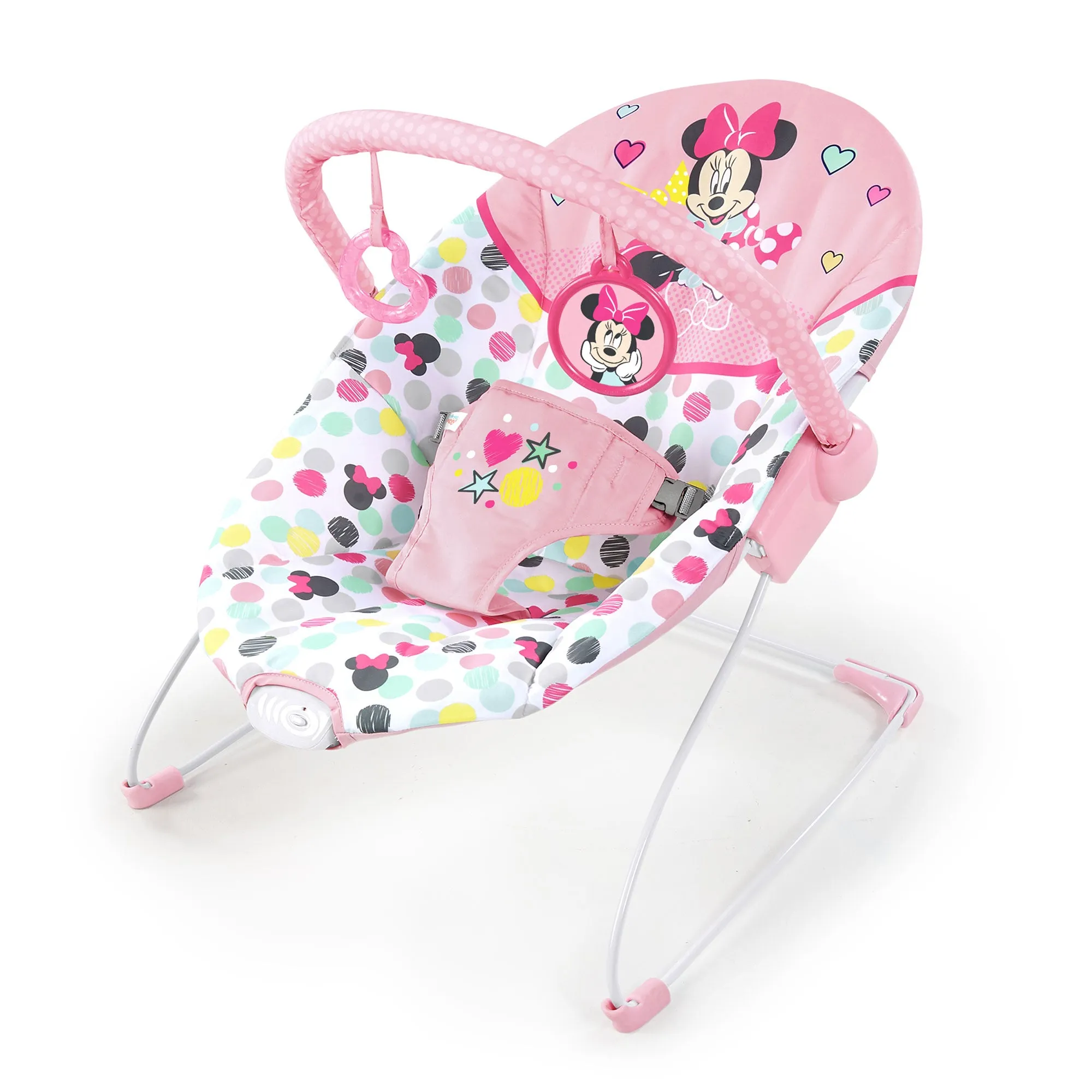 Bright Starts Disney Baby Minnie Mouse Vibrating Baby Bouncer, Spotty Dotty