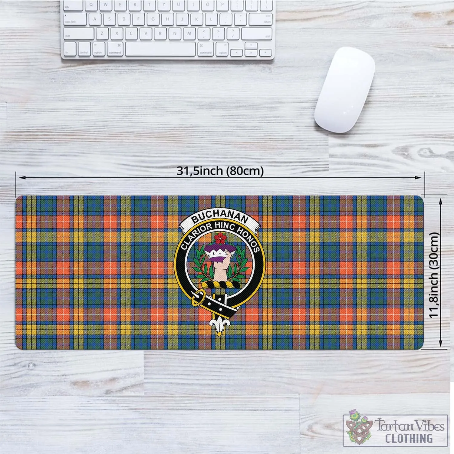 Buchanan Ancient Tartan Mouse Pad with Family Crest