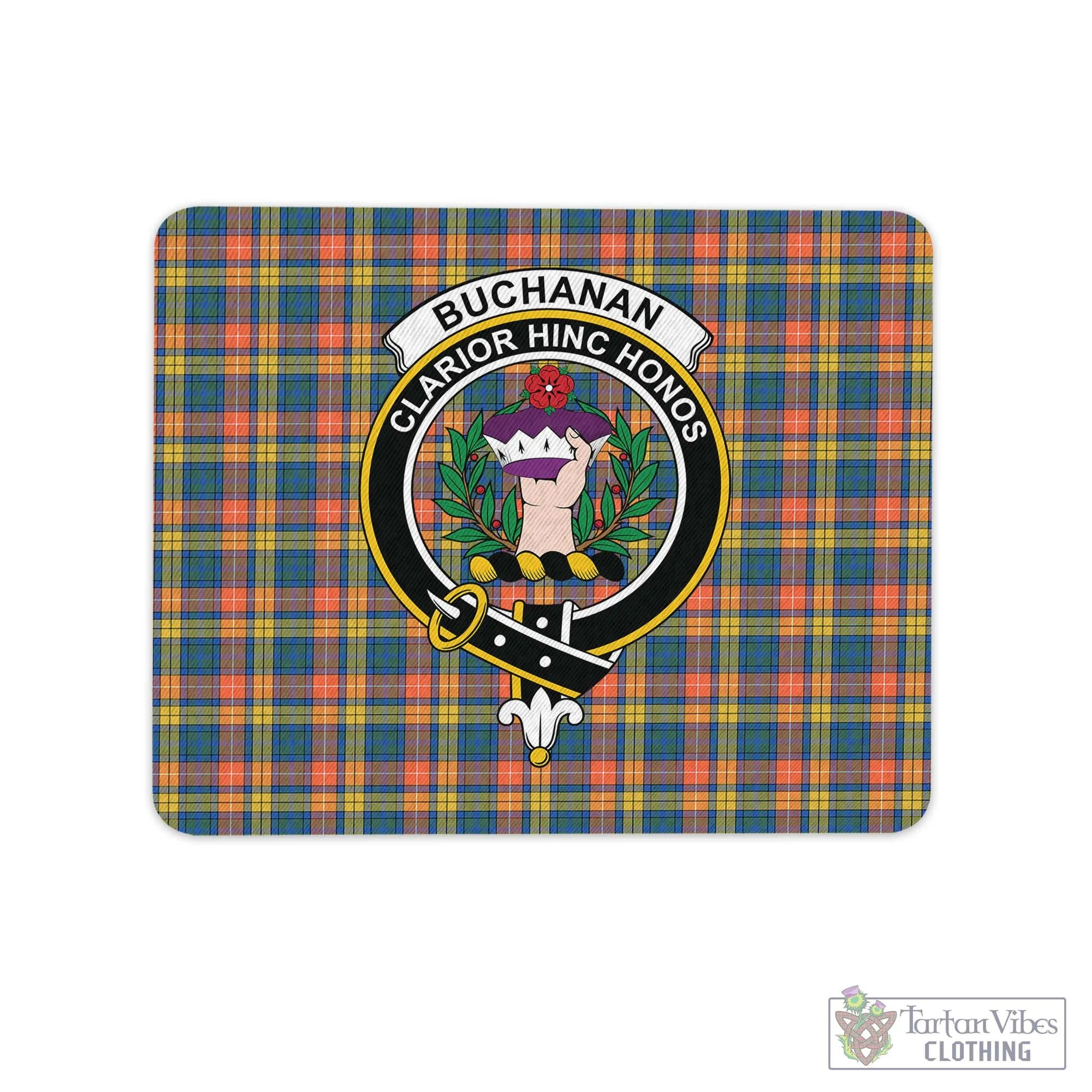 Buchanan Ancient Tartan Mouse Pad with Family Crest