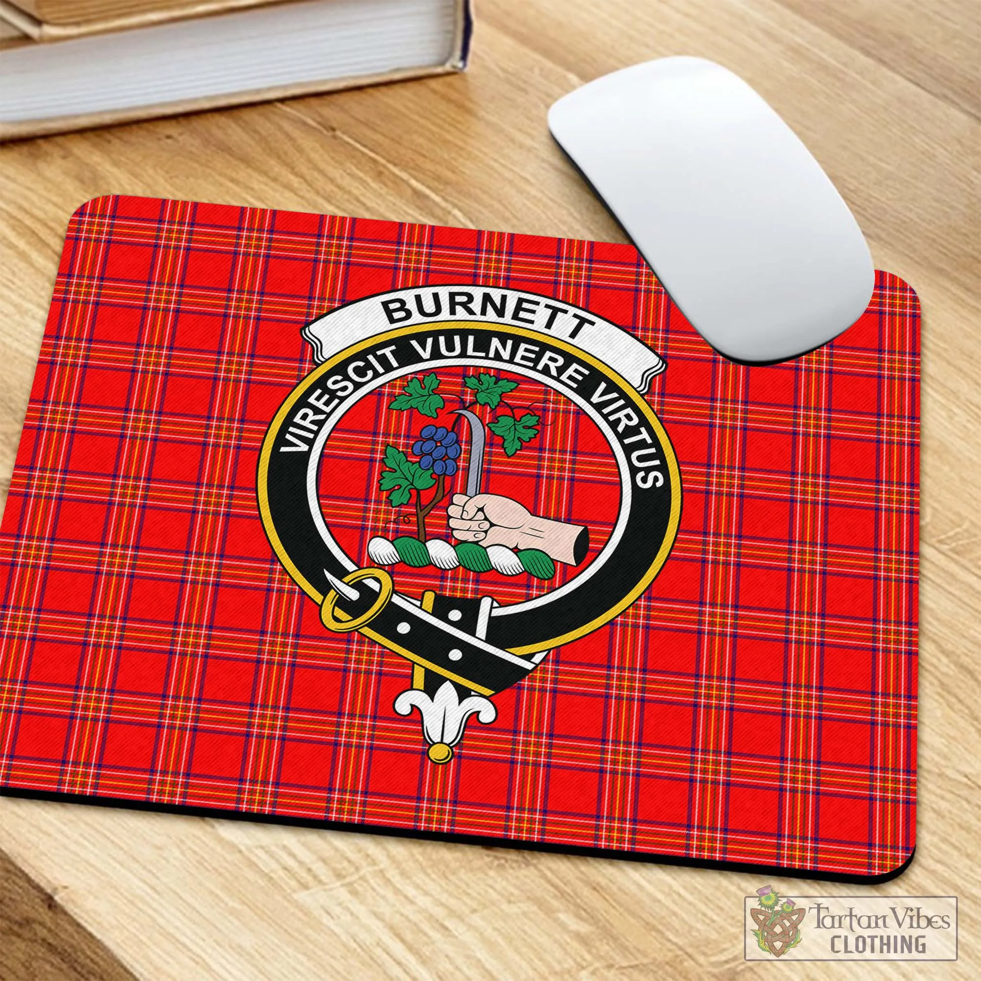 Burnett Modern Tartan Mouse Pad with Family Crest