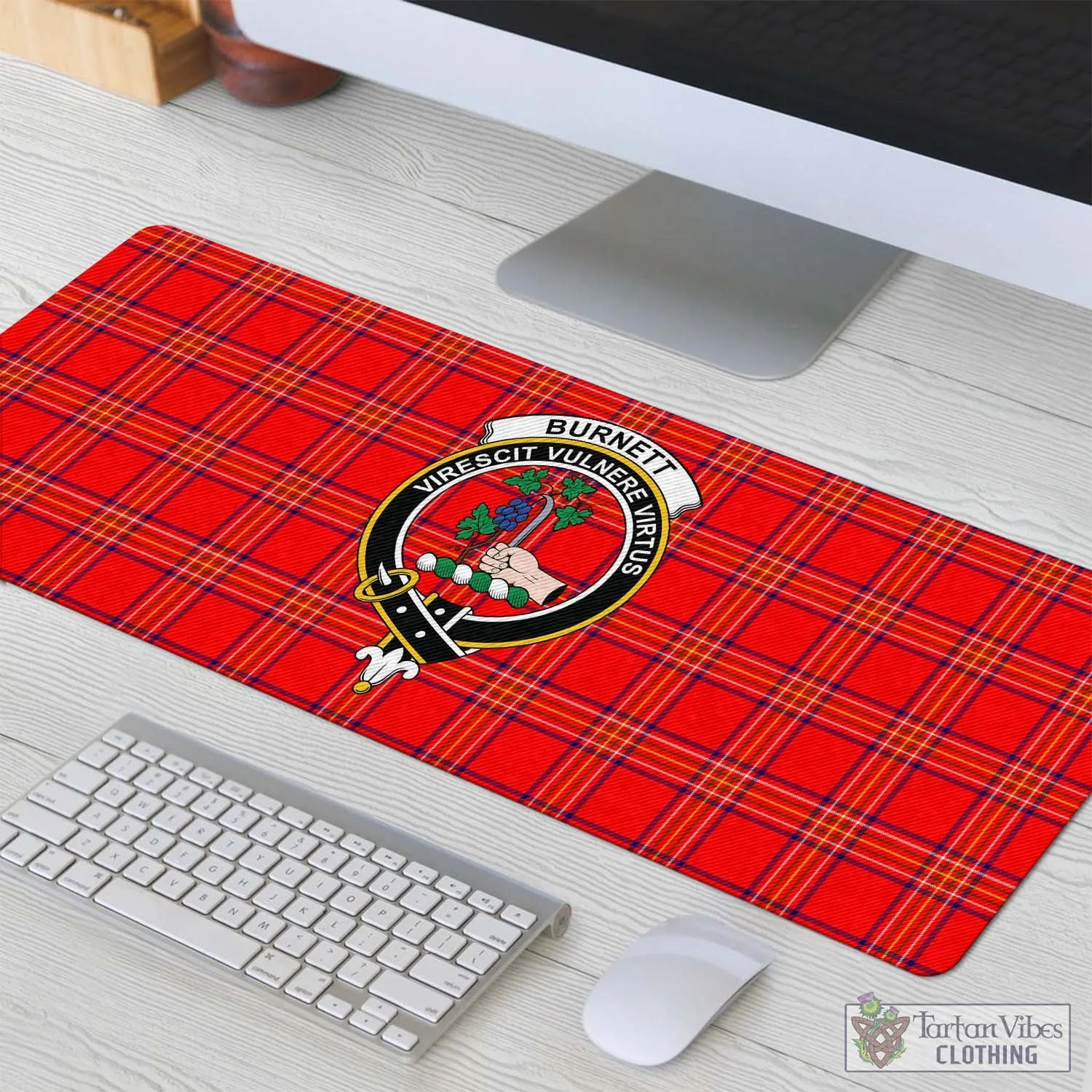 Burnett Modern Tartan Mouse Pad with Family Crest