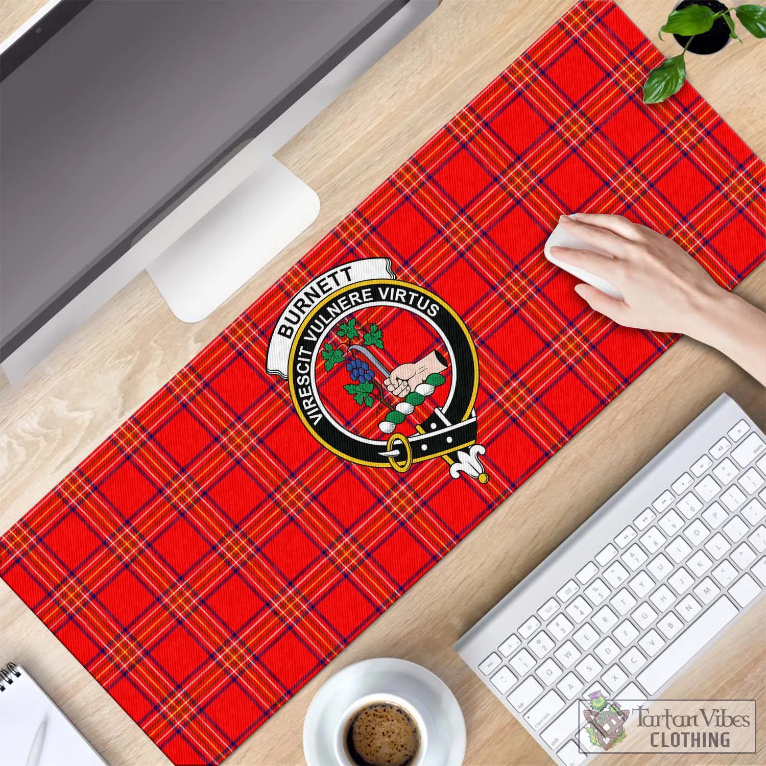 Burnett Modern Tartan Mouse Pad with Family Crest