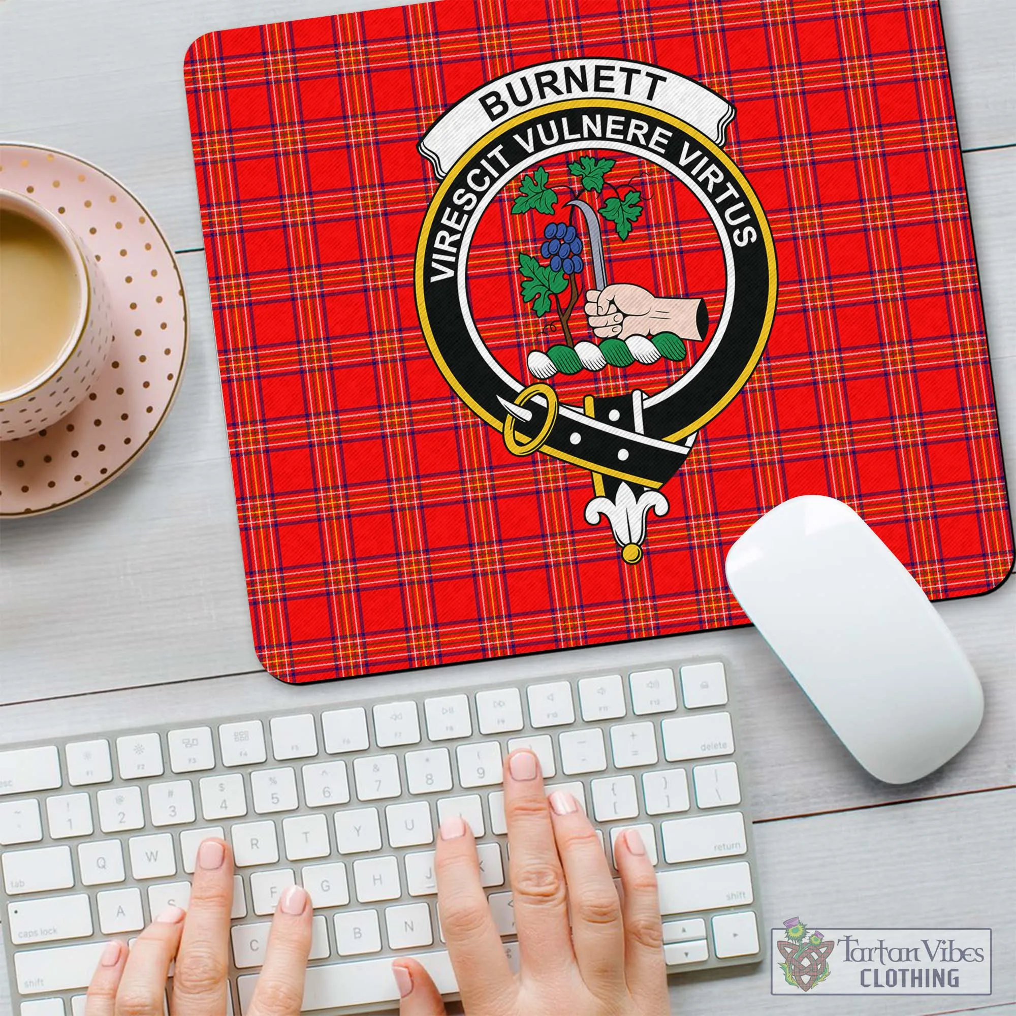 Burnett Modern Tartan Mouse Pad with Family Crest